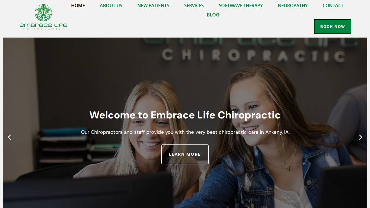Embrace Life Chiropractic LLC website screenshot