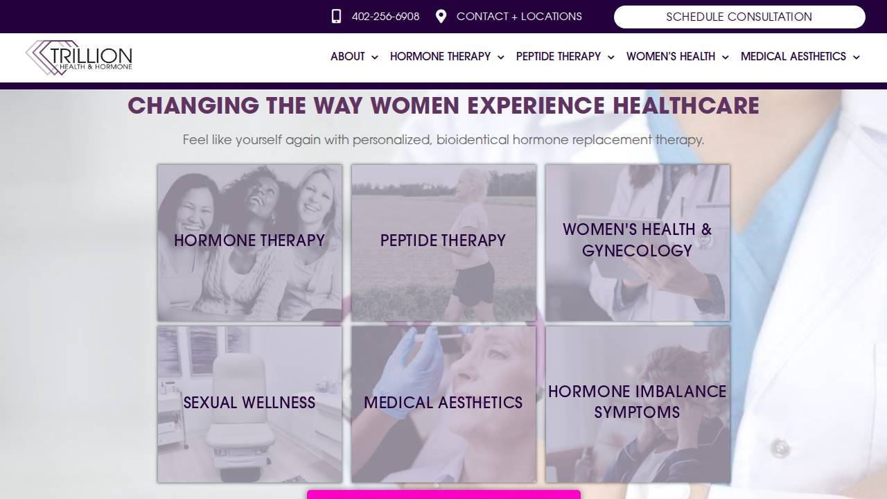 Trillion Health And Hormone website screenshot