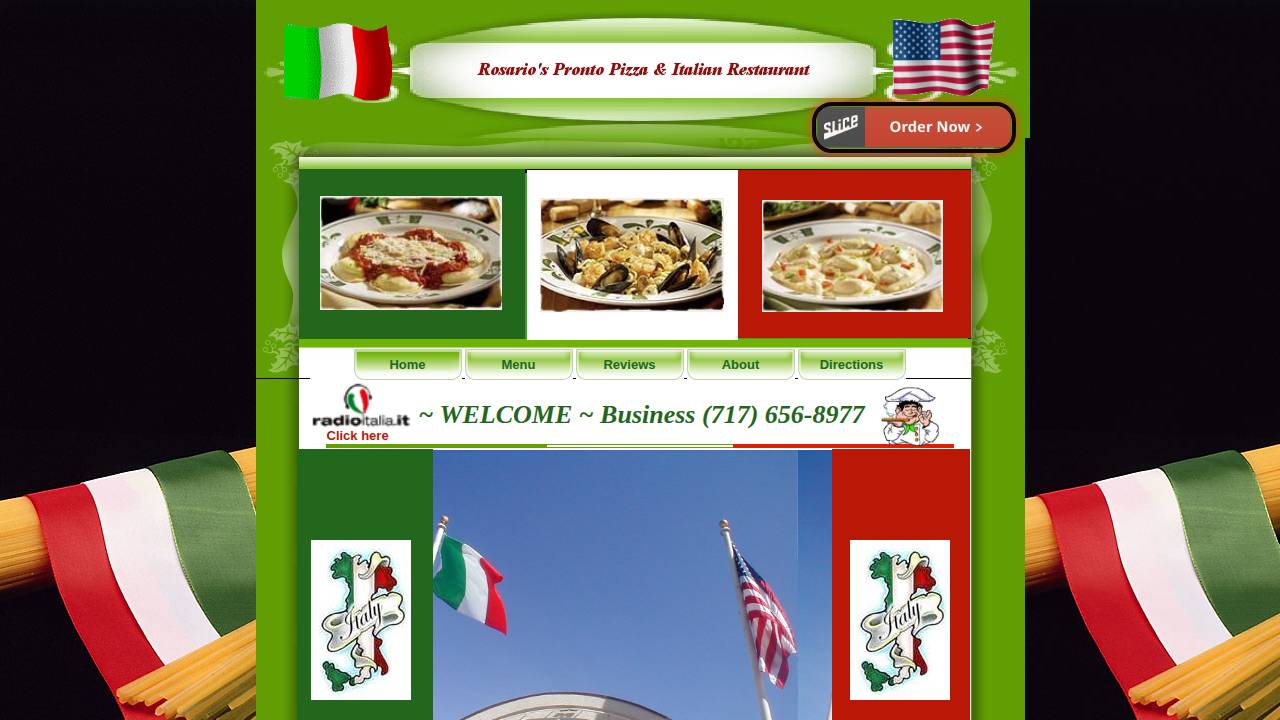 Pizza Pronto website screenshot