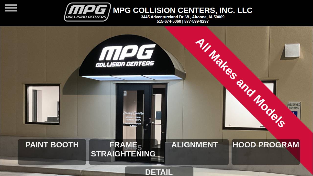 Mpg Collision Centers Inc. website screenshot