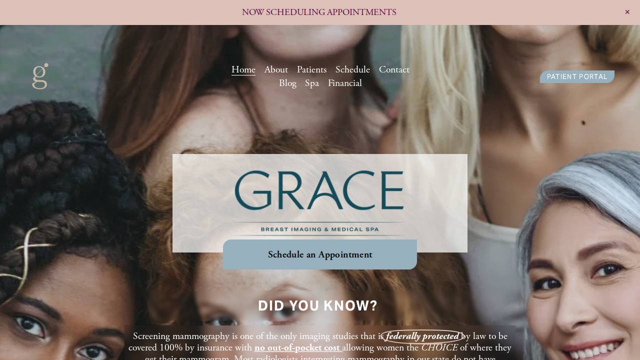 Grace Breast Imaging & Medical Spa website screenshot