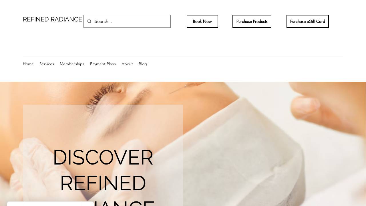 Refined Radiance Med Spa website screenshot