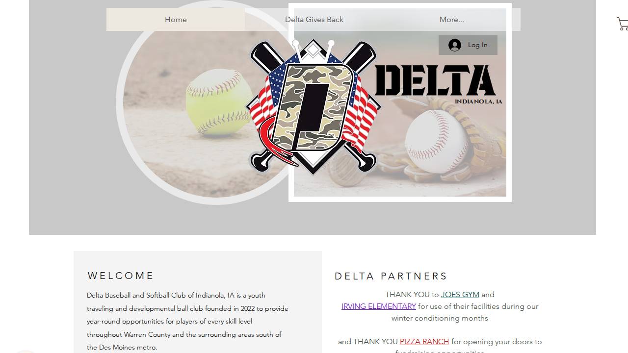 Delta Baseball website screenshot