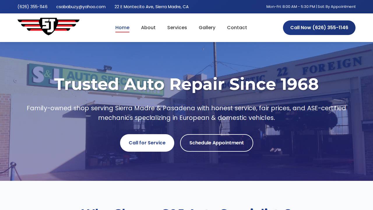 S & J Automotive LLC website screenshot