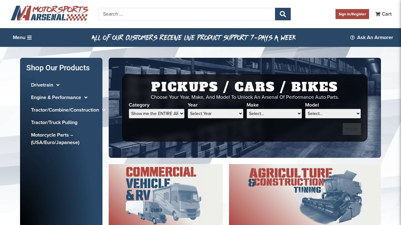Midwest Motorsports Arsenal website screenshot