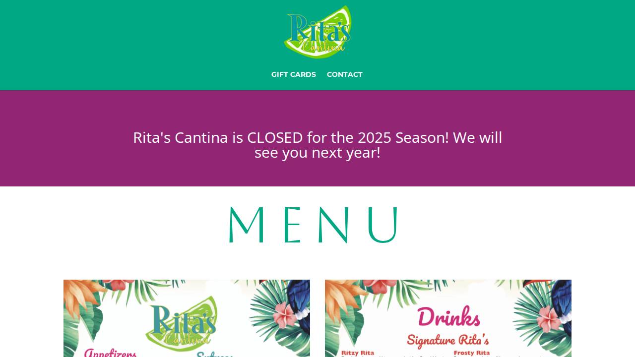 Rita’s Cantina website screenshot