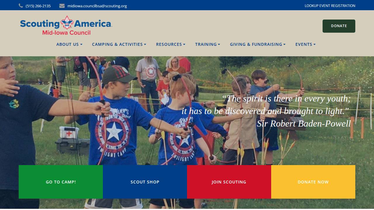 Mid Iowa Council Inc. website screenshot