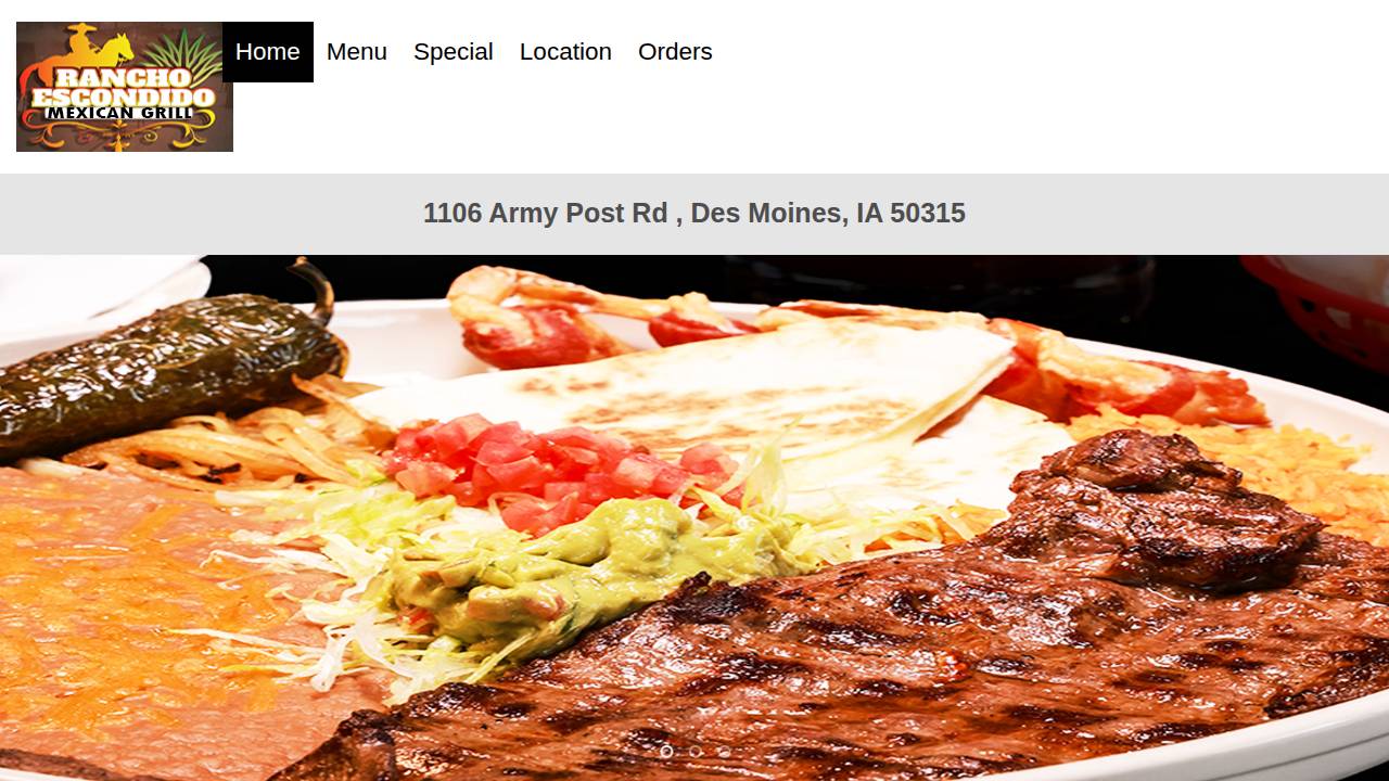 Rancho Escondido Mexican Grill LLC website screenshot