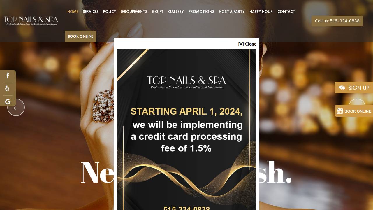 Top Nail website screenshot