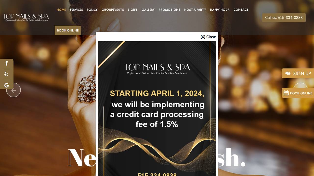 Top Nail website screenshot