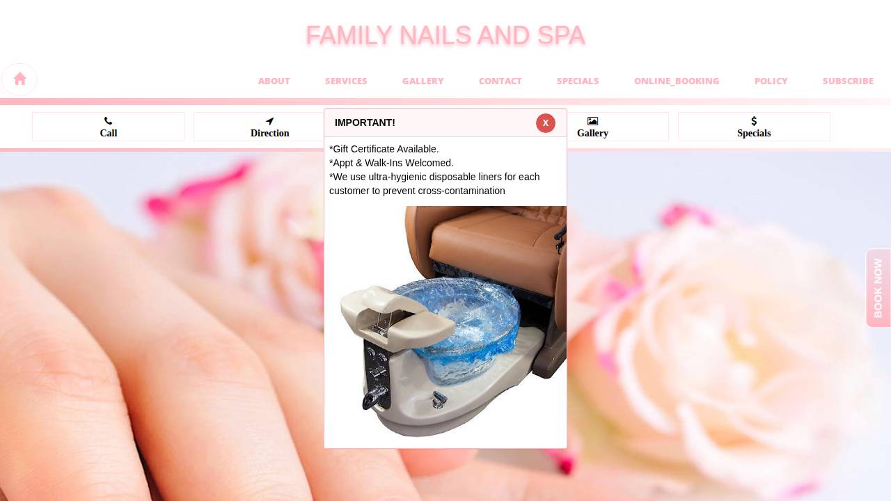 Family Nails website screenshot