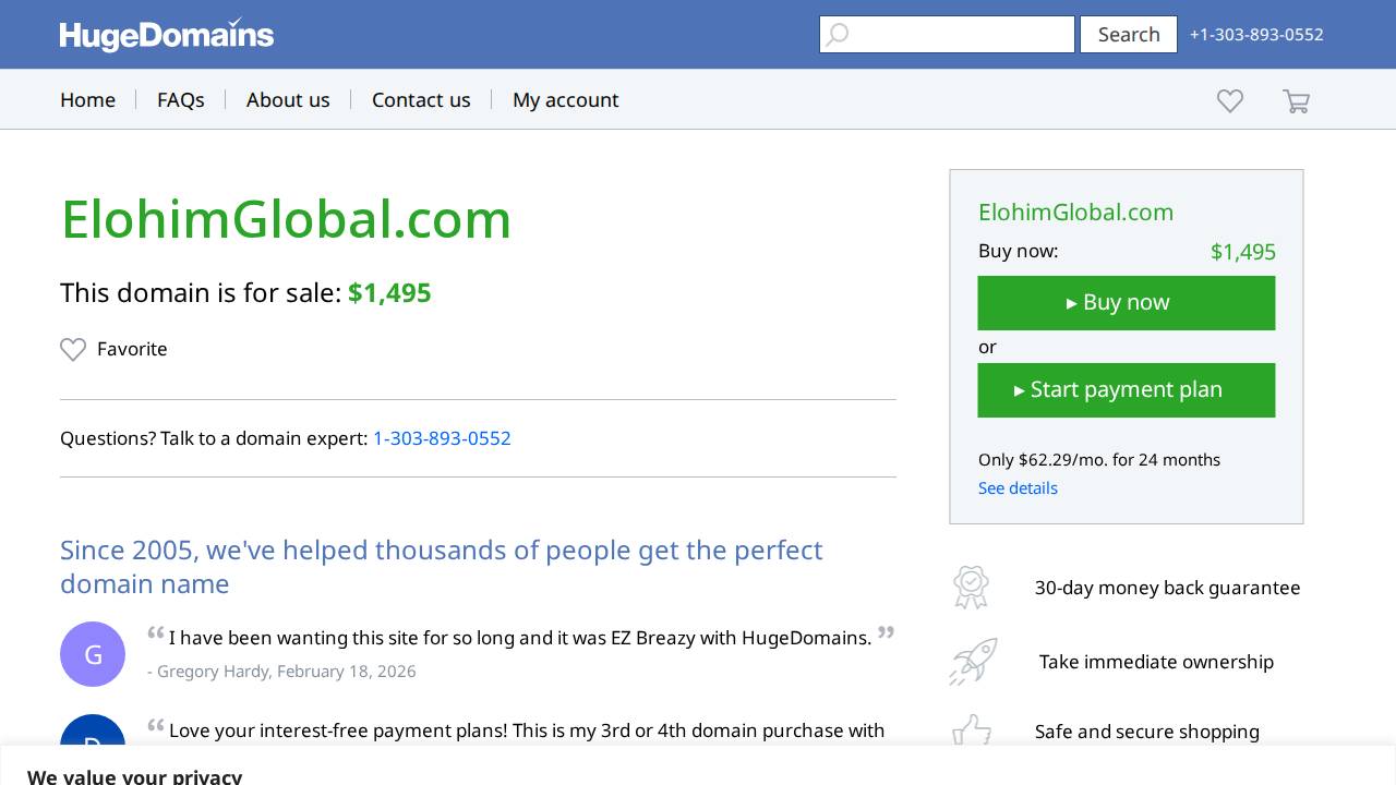Elohim Global LLC website screenshot