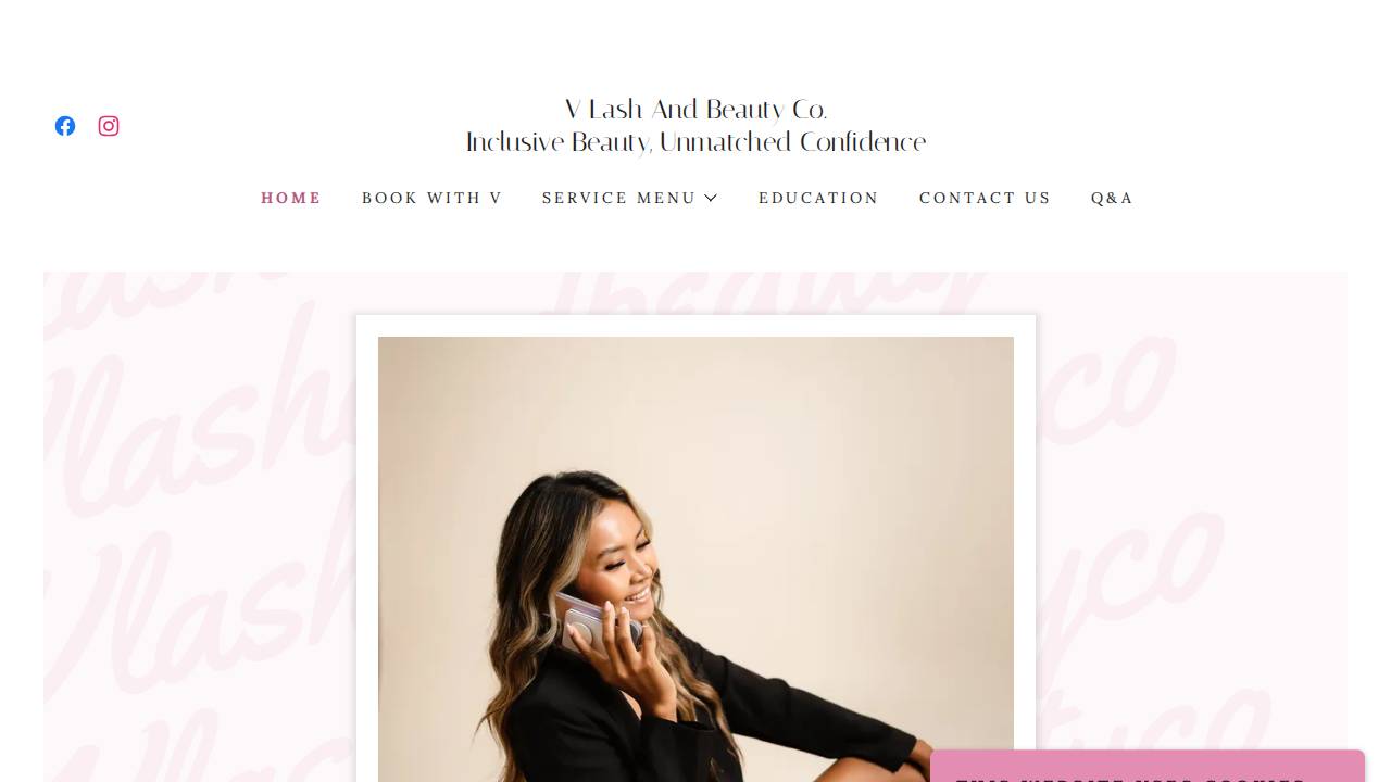 V Lash And Beauty Co website screenshot