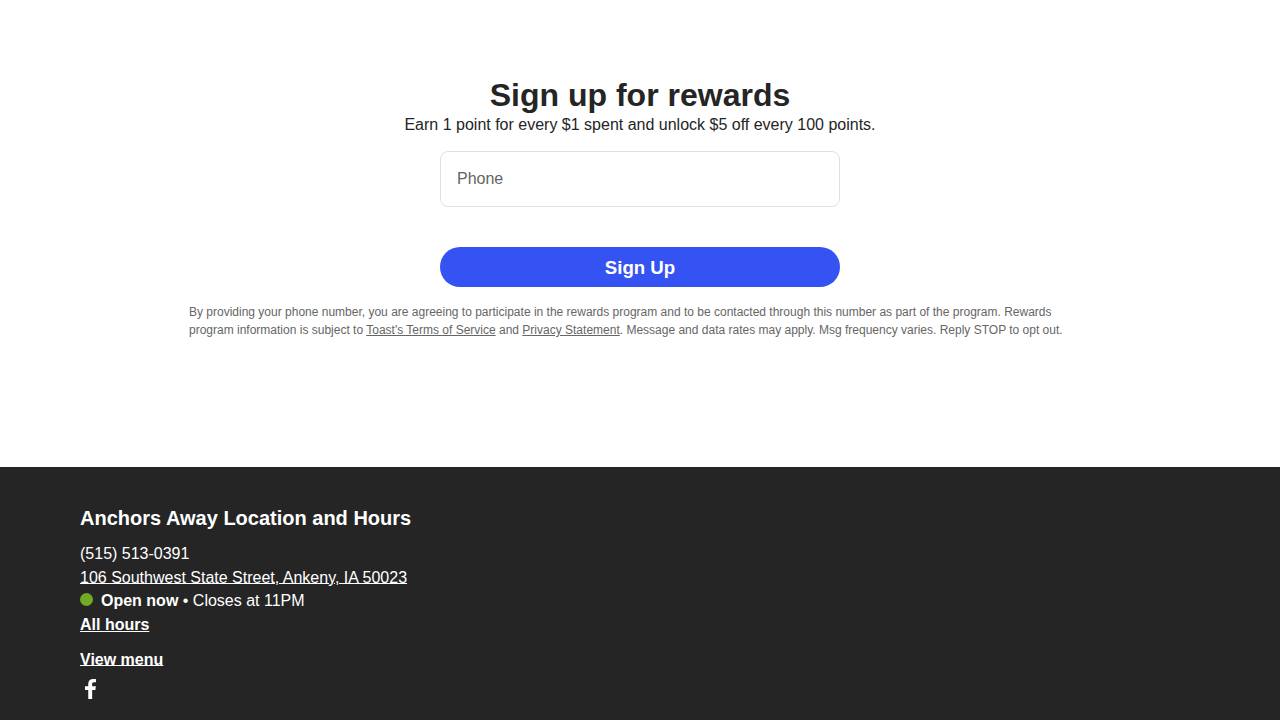 Anchors Away website screenshot