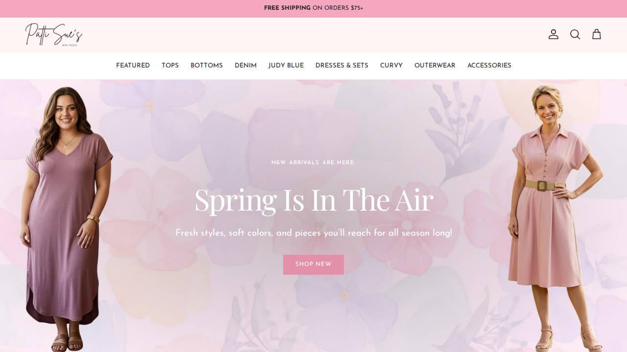 Patti Sue's website screenshot