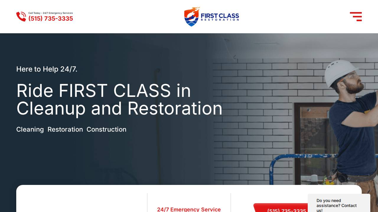 First Class Restoration website screenshot