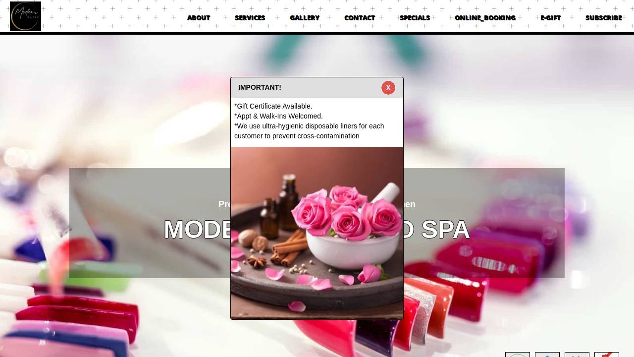 Modern Nails And Spa website screenshot