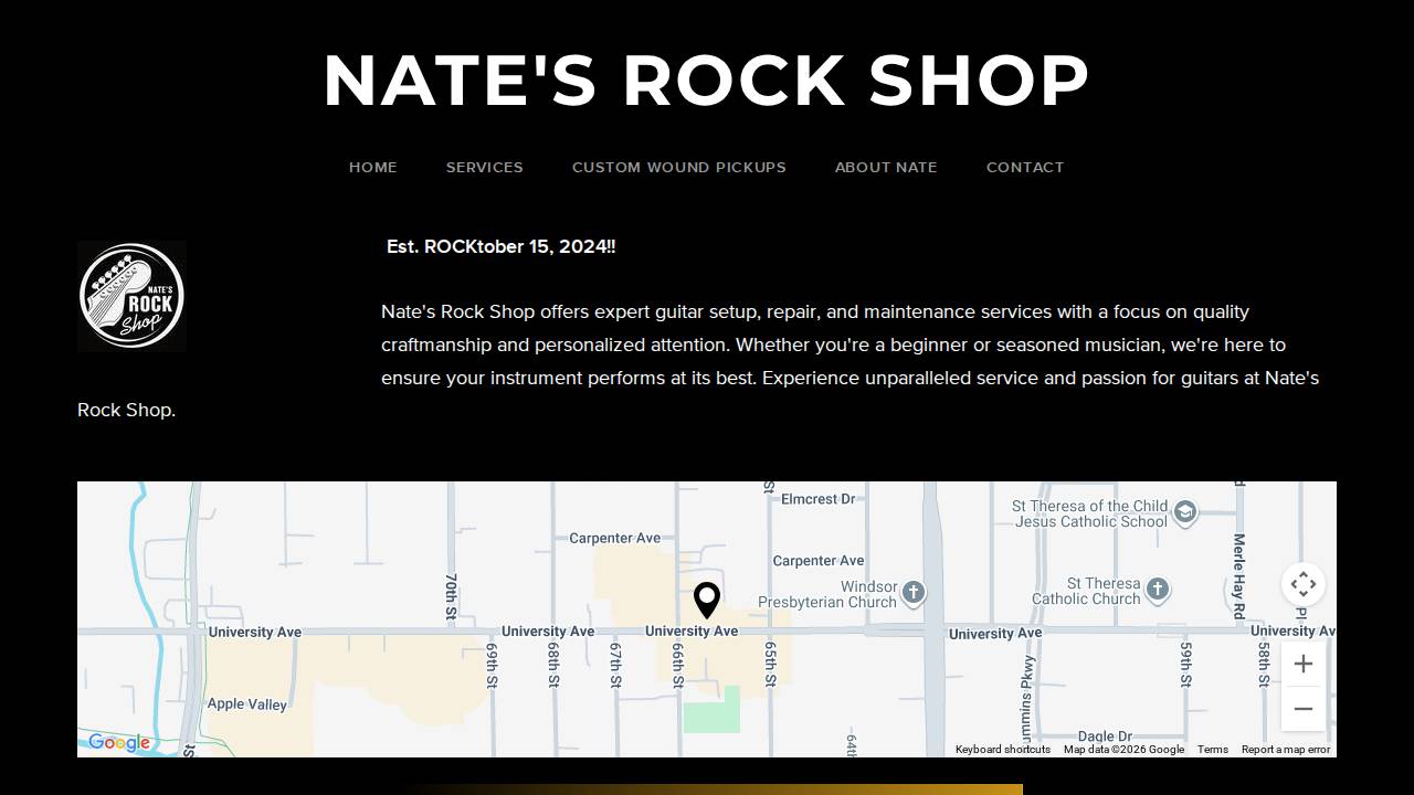Nates Rock Shop website screenshot