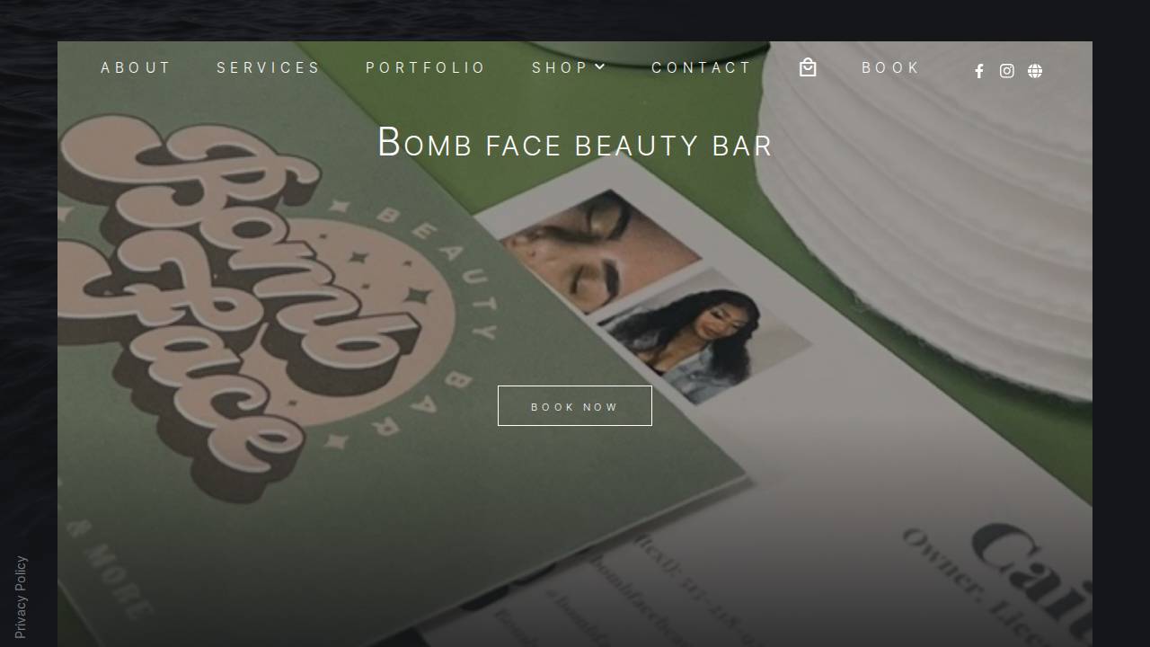 Bomb Face Beauty Bar website screenshot