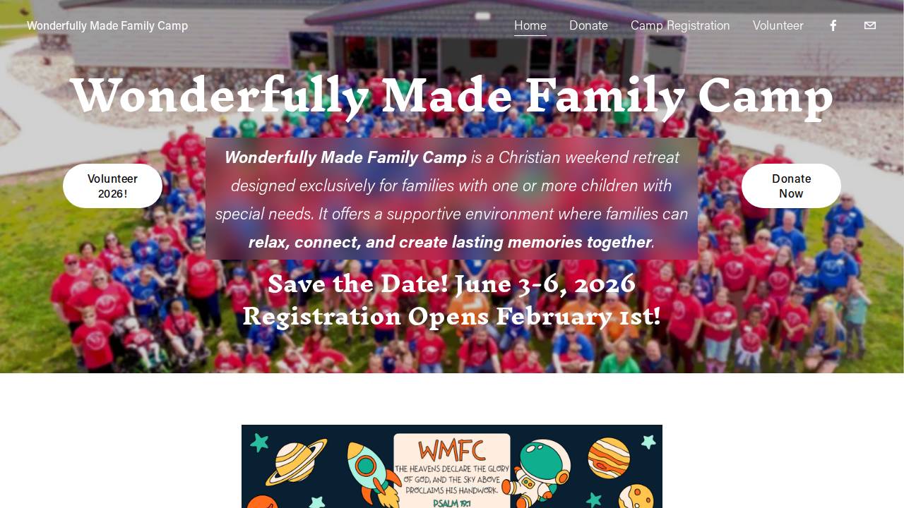 Wonderfully Made Family Camp website screenshot