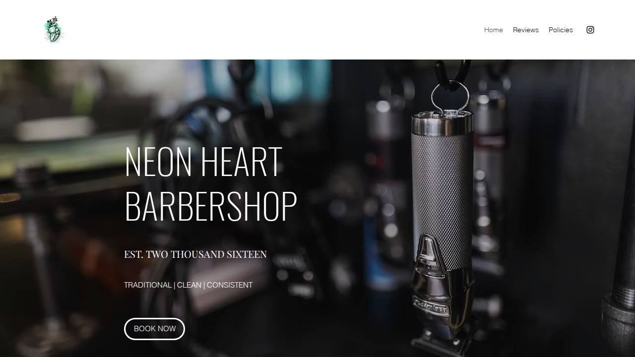 Neon Heart Barbershop website screenshot