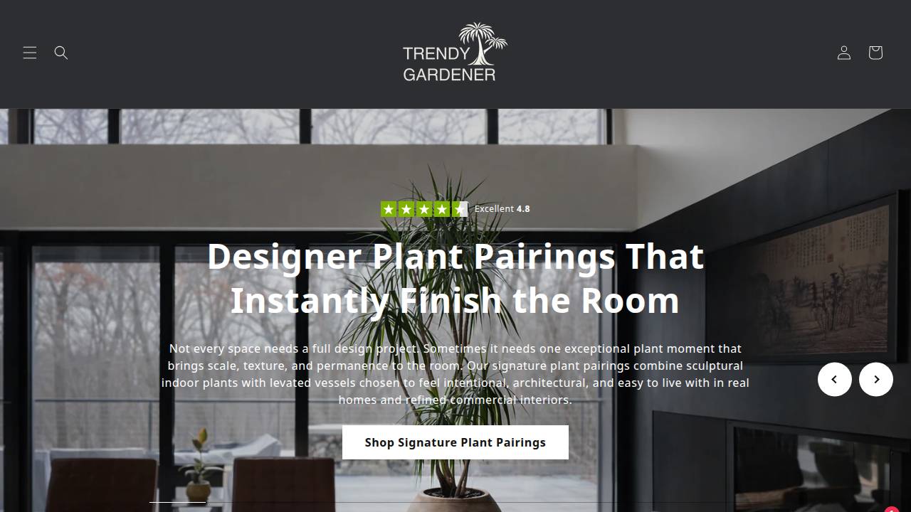 Trendy Gardener website screenshot