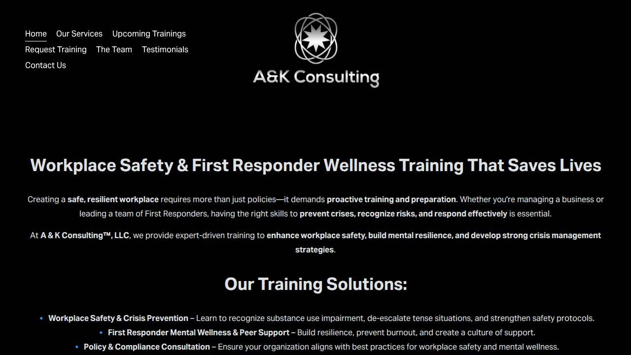 A & K Executive Services website screenshot