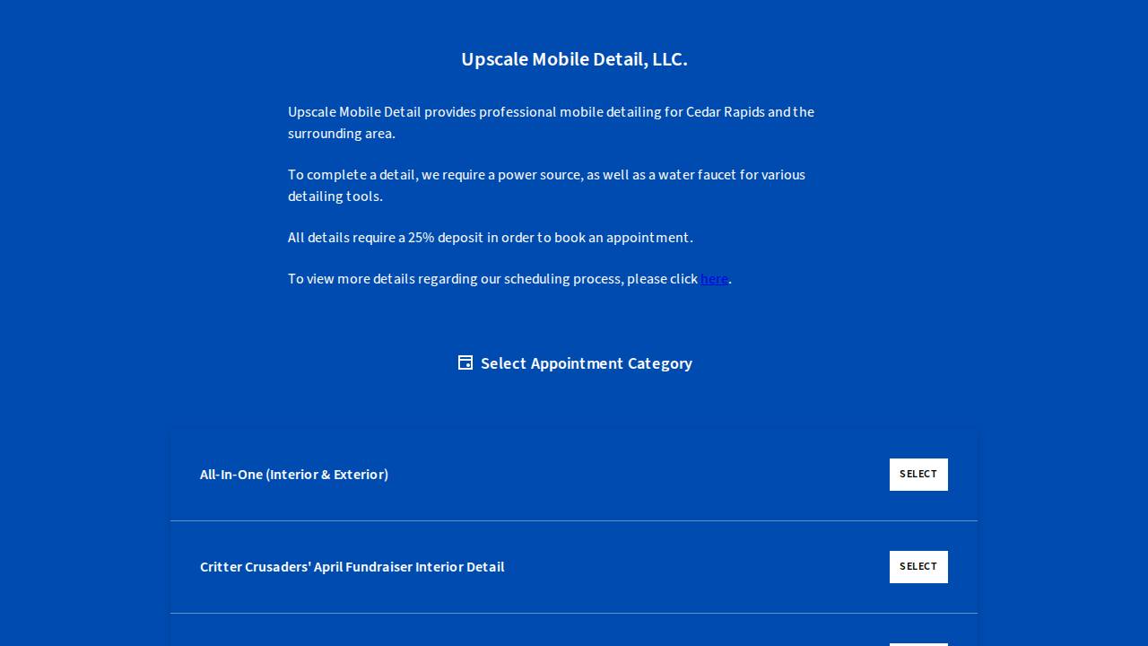 Upscale Details LLC website screenshot