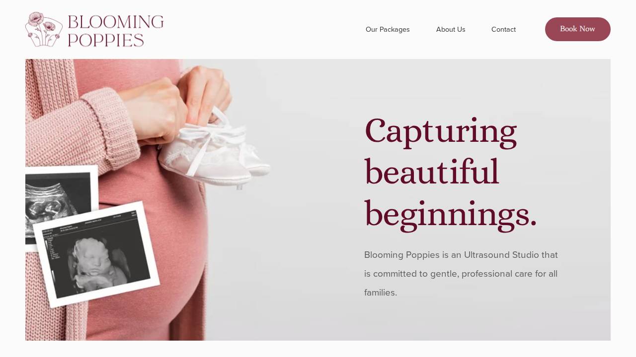 Blooming Poppies Ultrasound Studio website screenshot