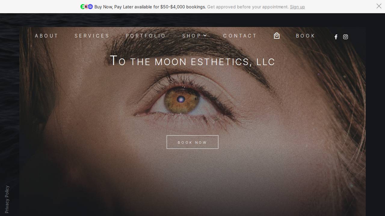 To The Moon Esthetics LLC website screenshot