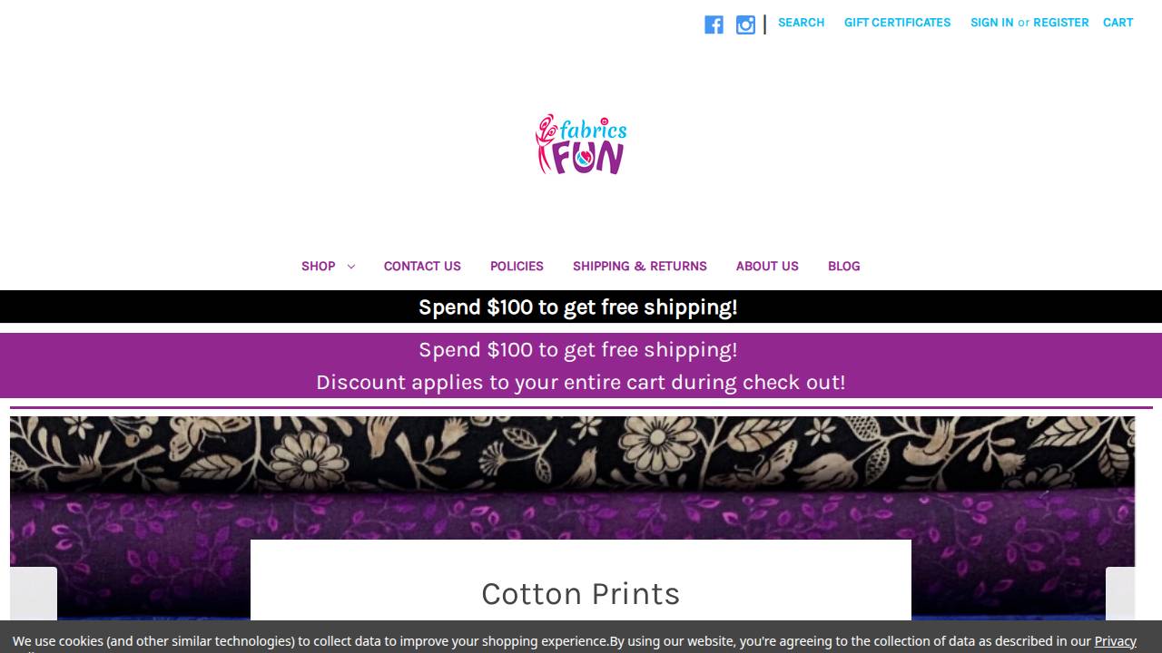 Fabrics & Fun LLC website screenshot