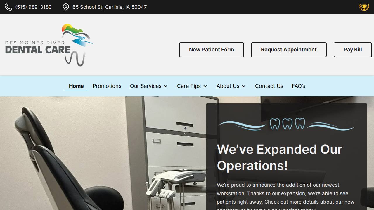Des Moines River Dental Care Pllc website screenshot