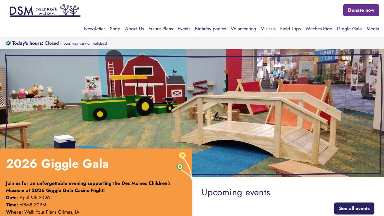 Des Moines Childrens Museum website screenshot