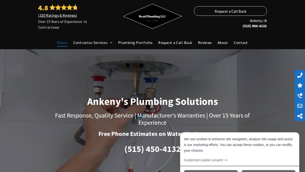 Read Plumbing LLC website screenshot