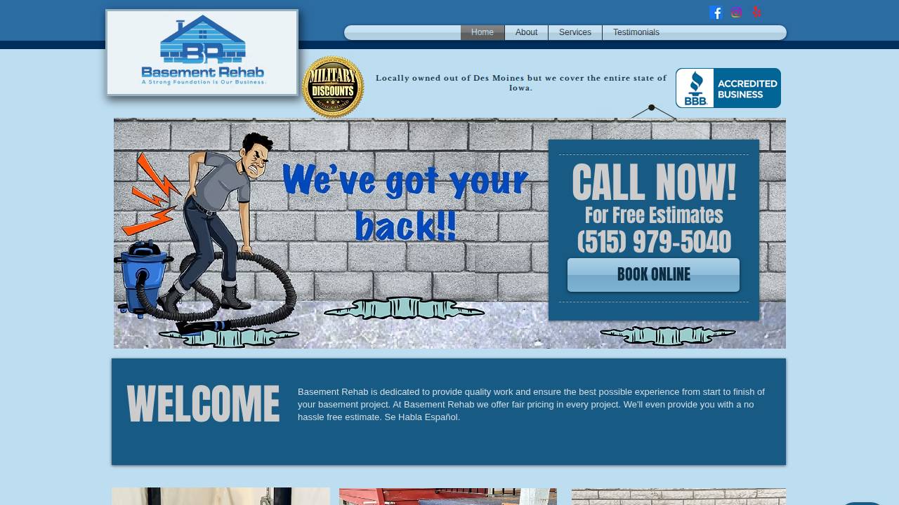 Basement Rehab website screenshot