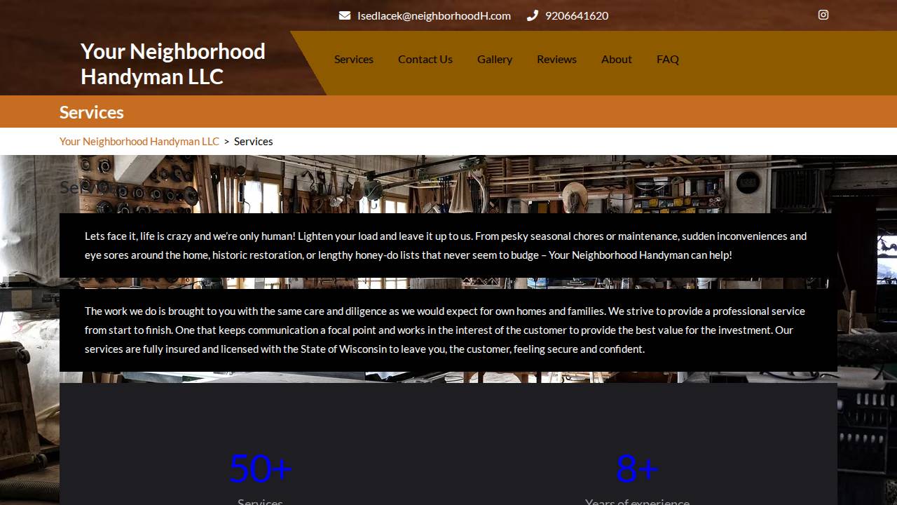 Your Neighborhood Handyman website screenshot