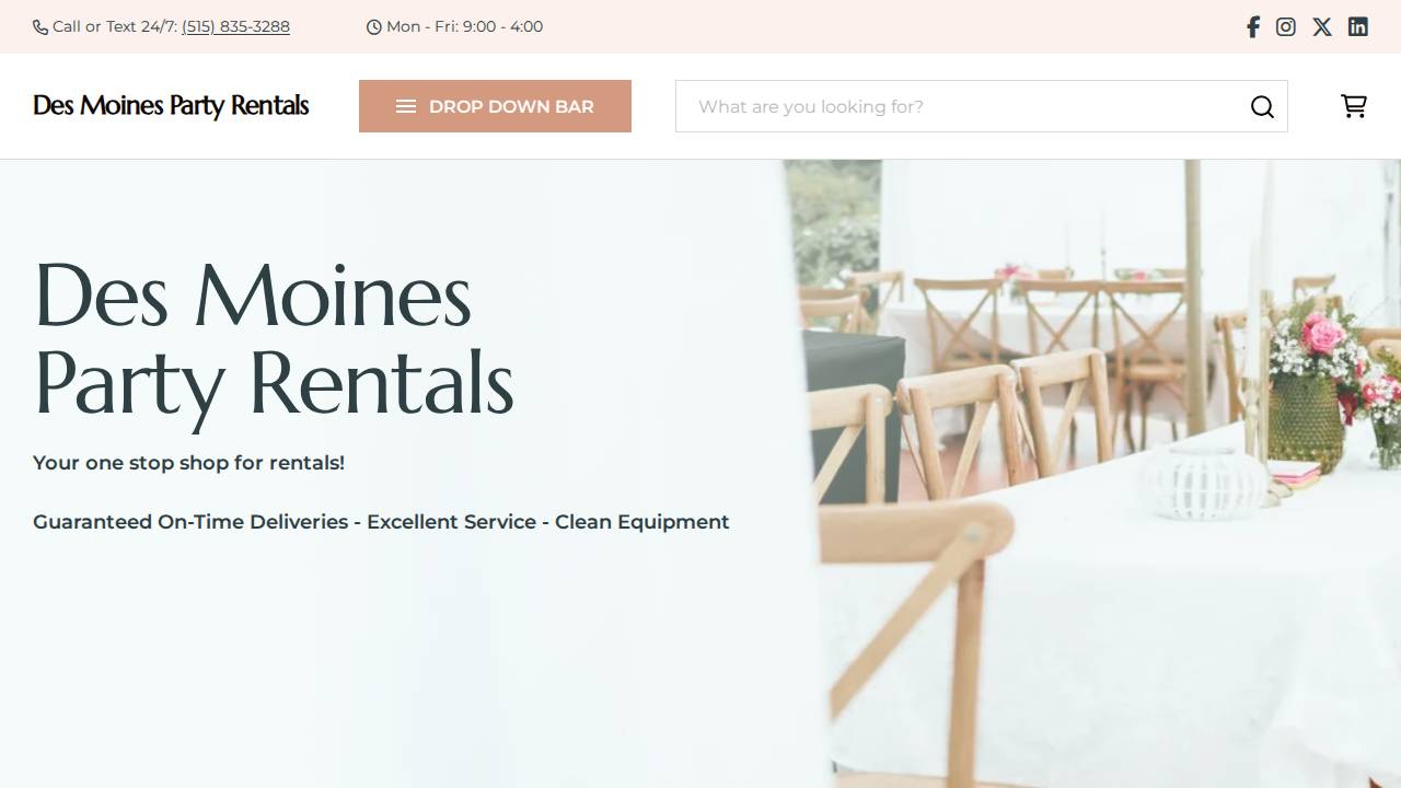 Linda Luna Catering And Party Rentals website screenshot