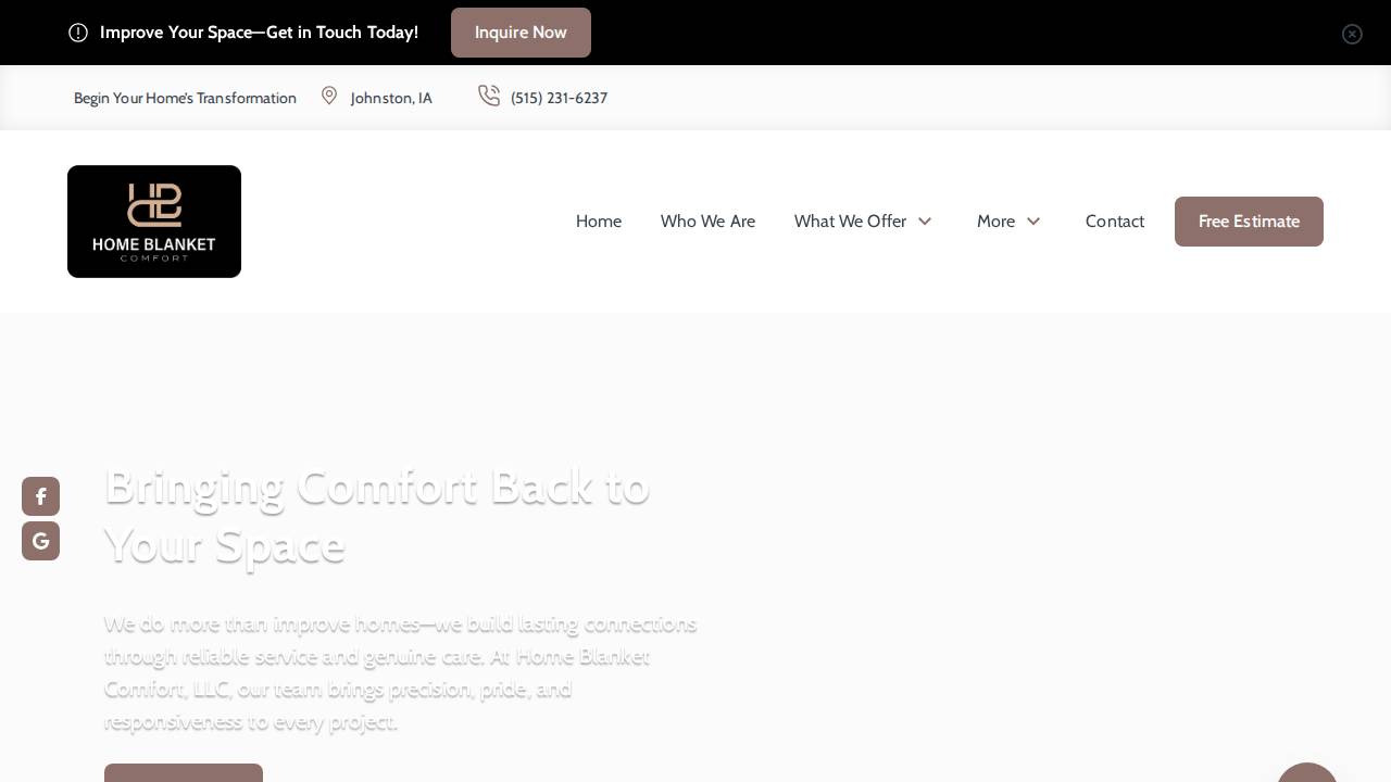 Home Blanket Comfort LLC website screenshot