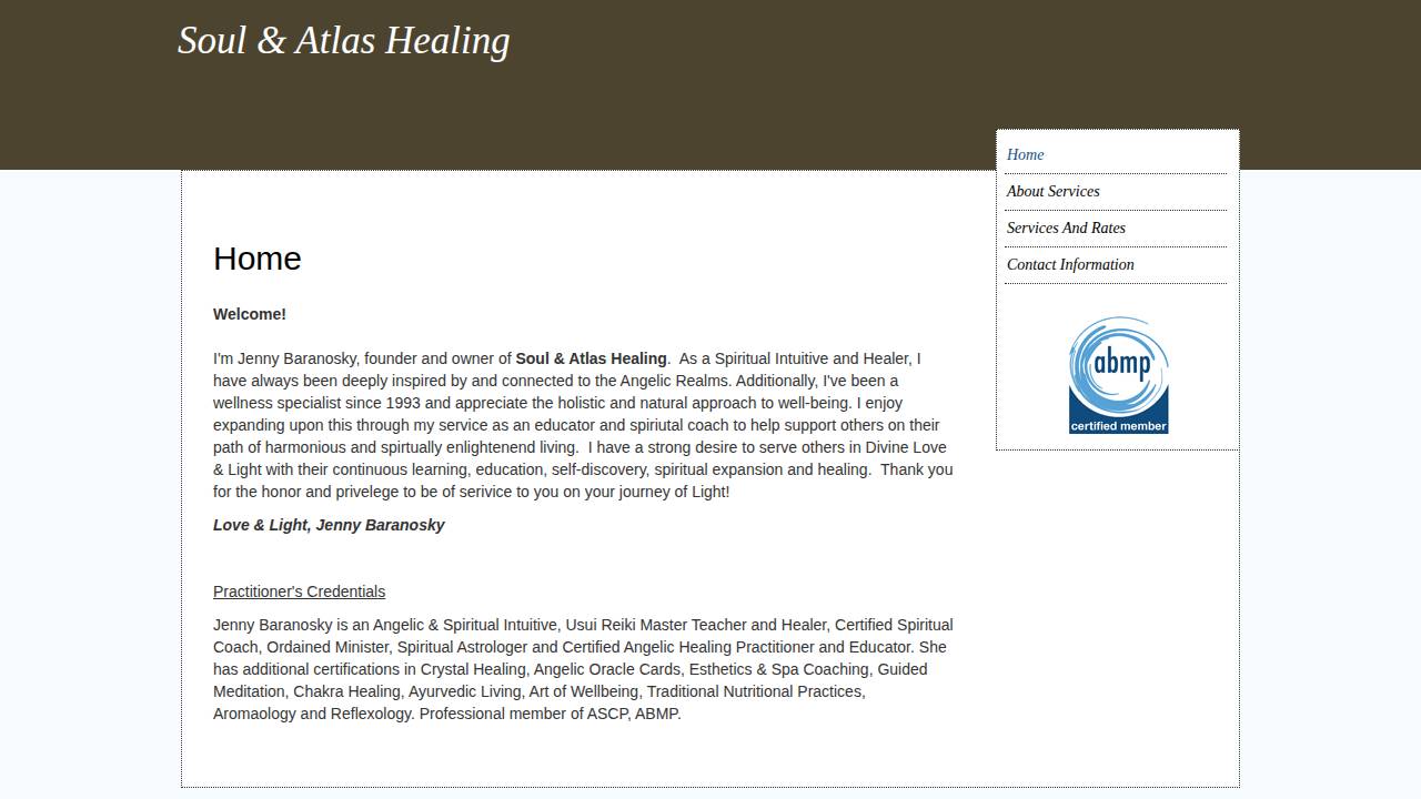 Soul & Atlas Healing website screenshot