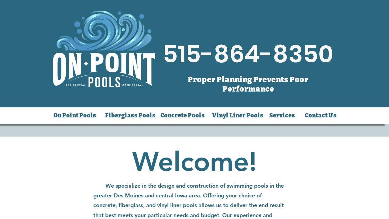 On Point Pools LLC website screenshot