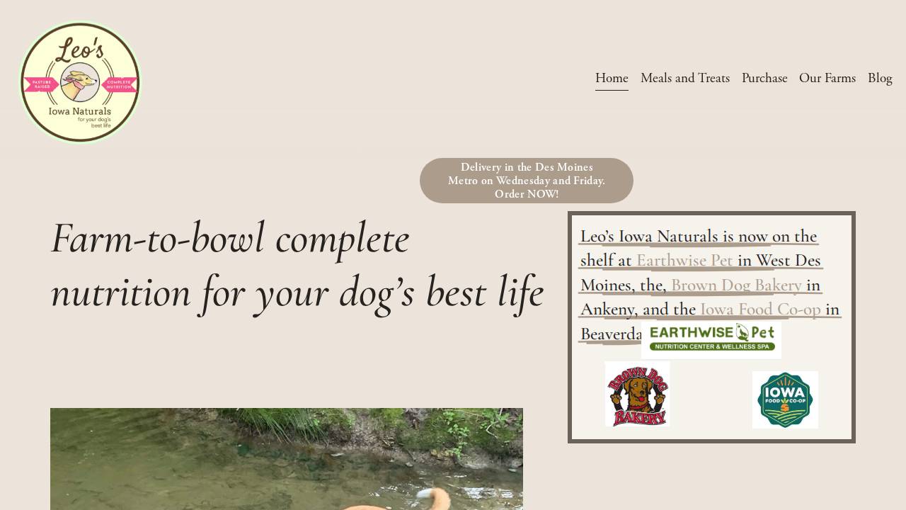 Leo's Iowa Naturals website screenshot
