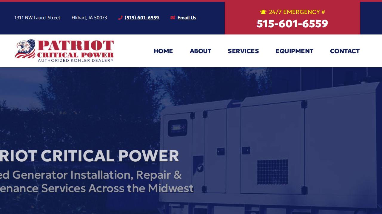 Patriot Critical Power LLC website screenshot