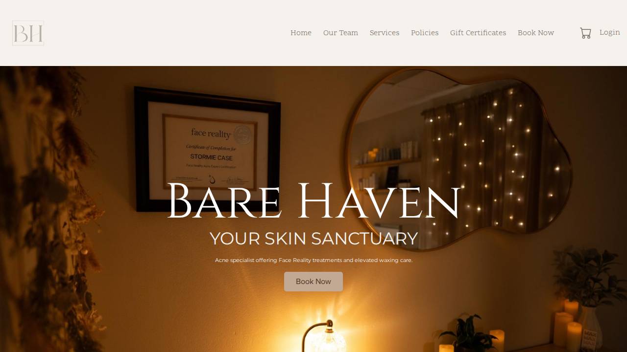 Bare Haven website screenshot