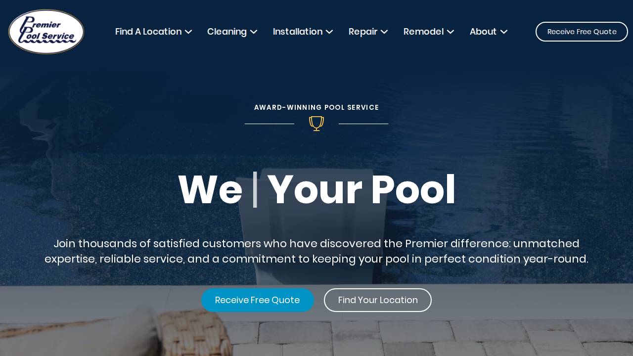 Premier Pool Service website screenshot