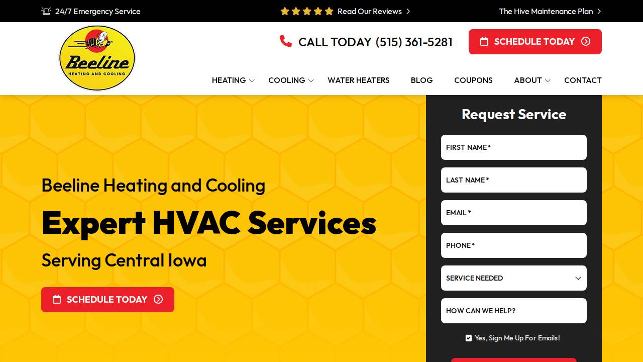 Beeline Heating And Cooling website screenshot