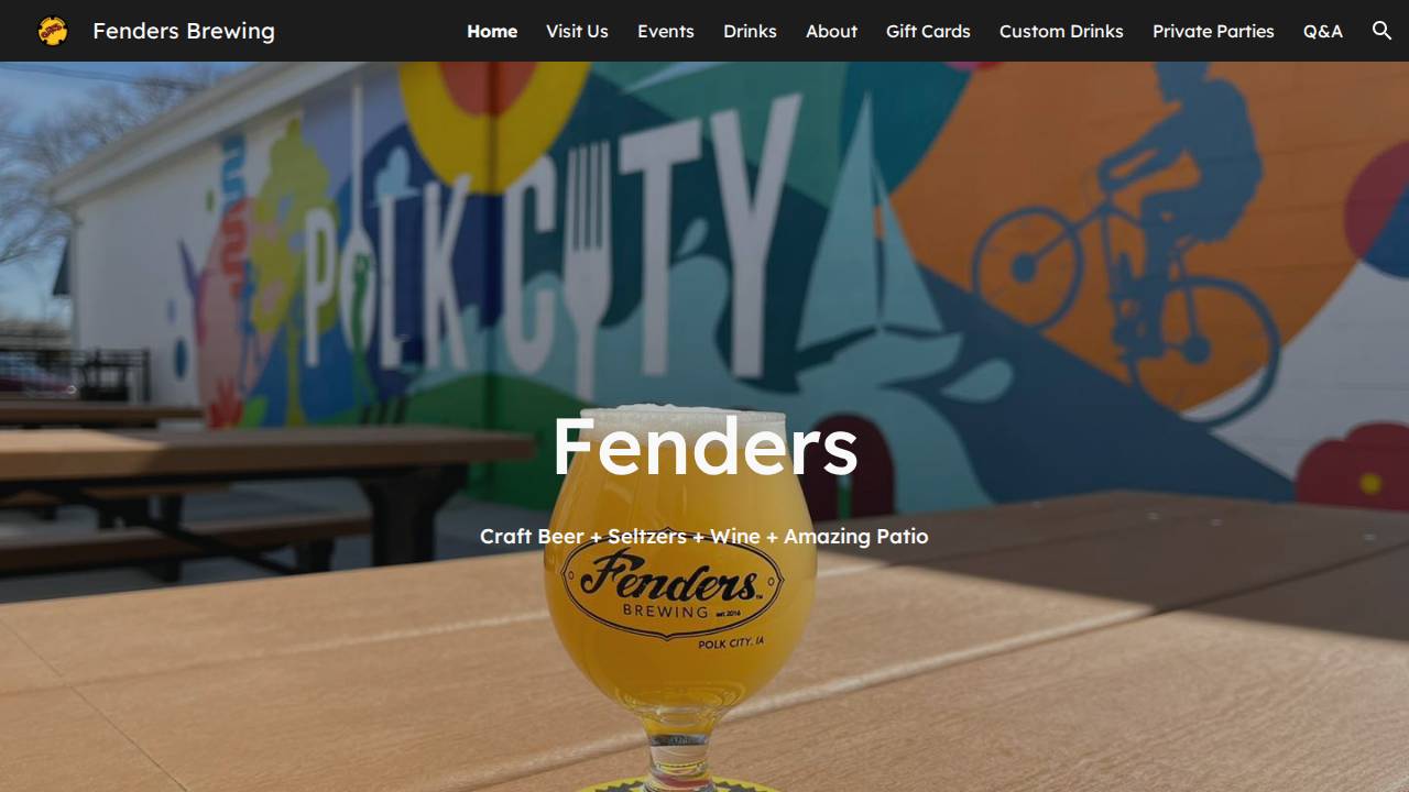 Fenders Brewing website screenshot