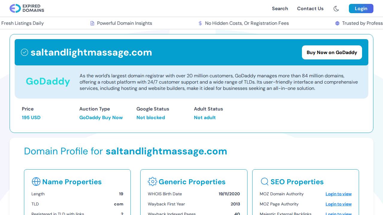 Salt And Light Massage website screenshot