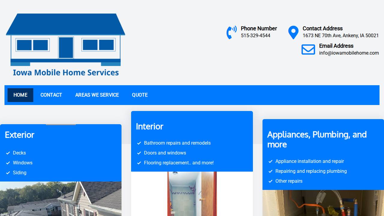 Iowa Mobile Home Services website screenshot