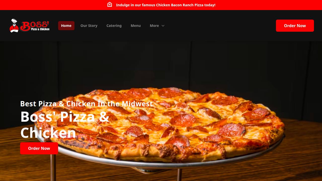 Boss Pizza And Chicken website screenshot