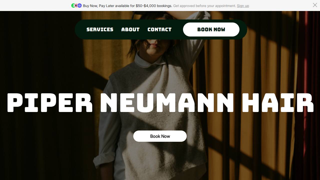 Piper Neumann Hair LLC website screenshot